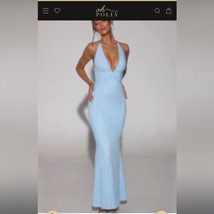 Oh Polly Sky Blue Backless Dress NEW